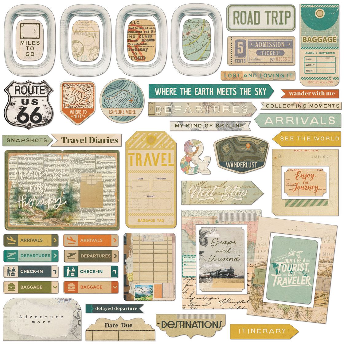 Travel Diaries - Chipboard Set