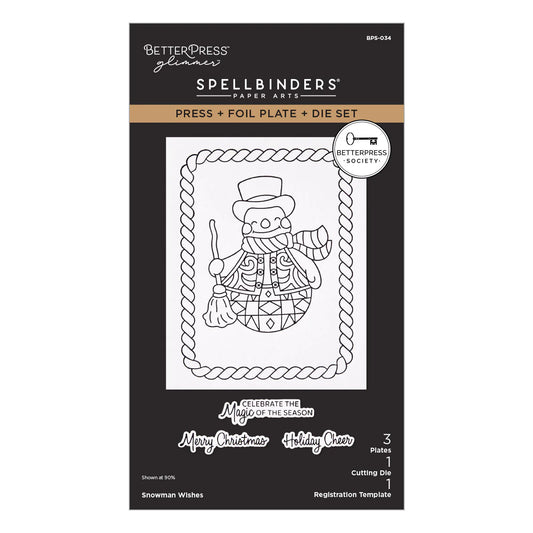 Betterpress Society - Snowman Wishes - Press Plate, Die & Stencil - July 2026