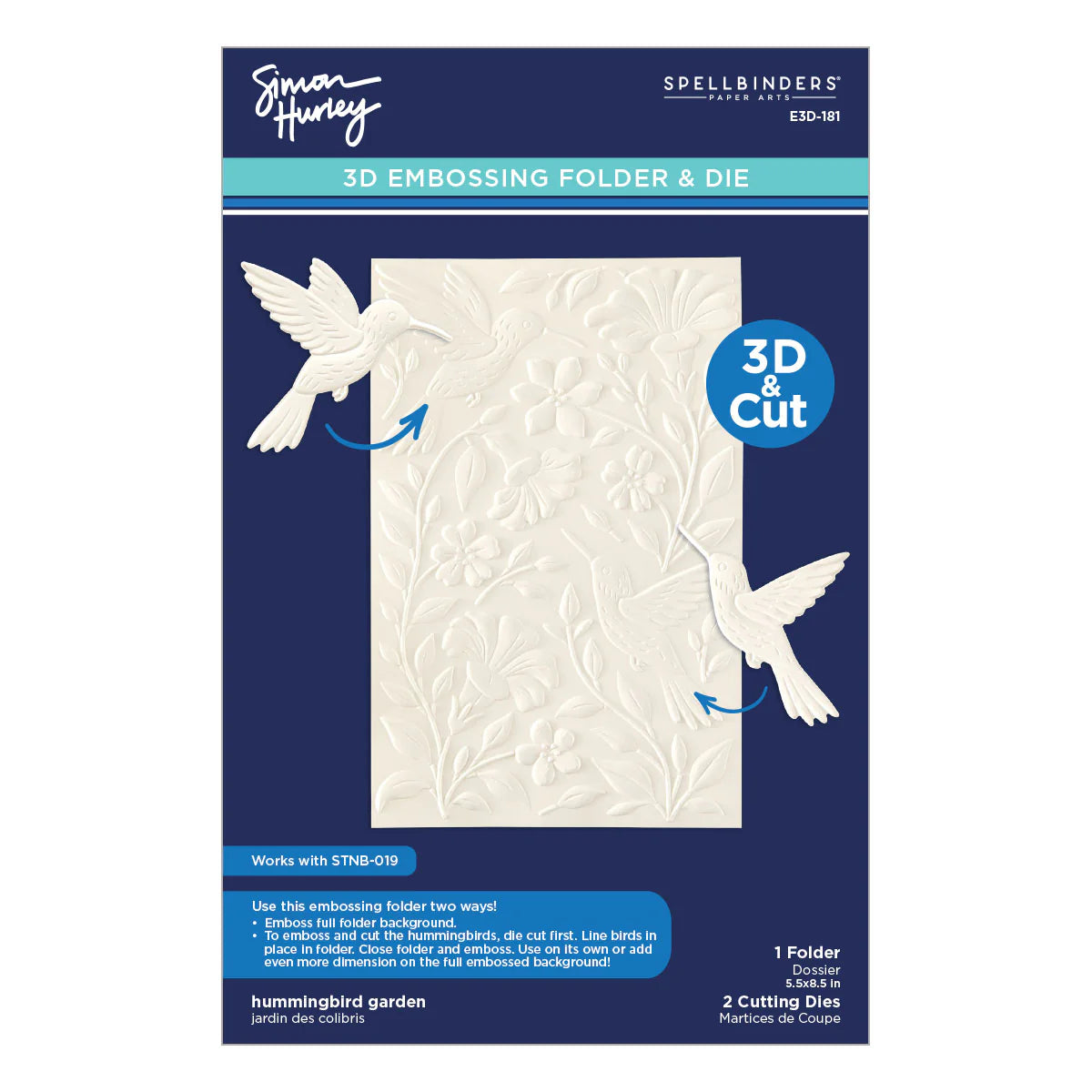 Hummingbird Garden - 3D Embossing Folder & Die Set by Simon Hurley