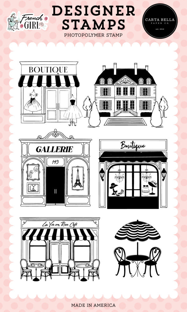 French Girl - French Street - Stamp
