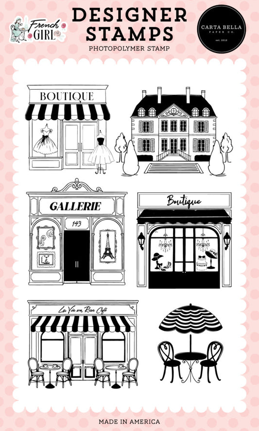 French Girl - French Street - Stamp