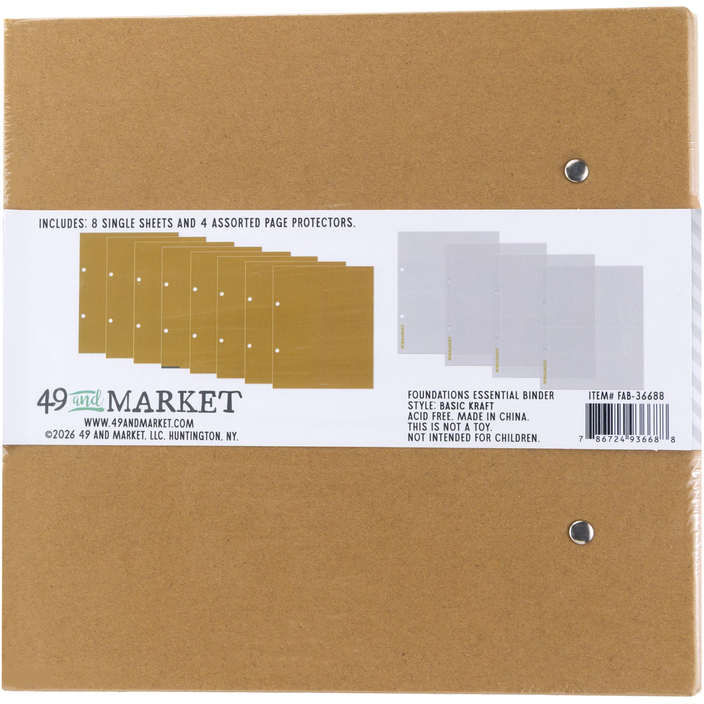 Foundations Essential  2 Ring 6x8 Binder - Kraft