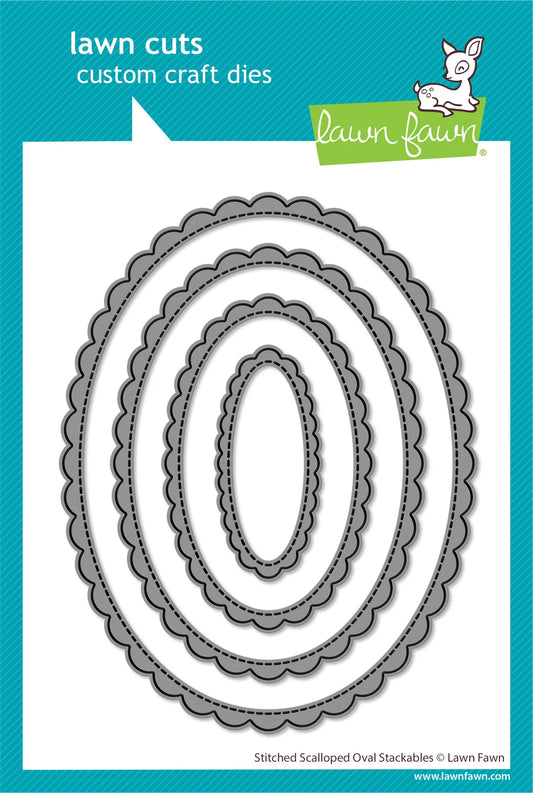 Stitched Scalloped Oval Stackables - Dies