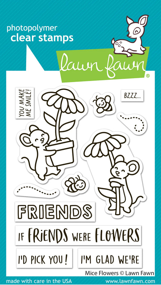 Mice Flowers - Stamp & Lawn Cut