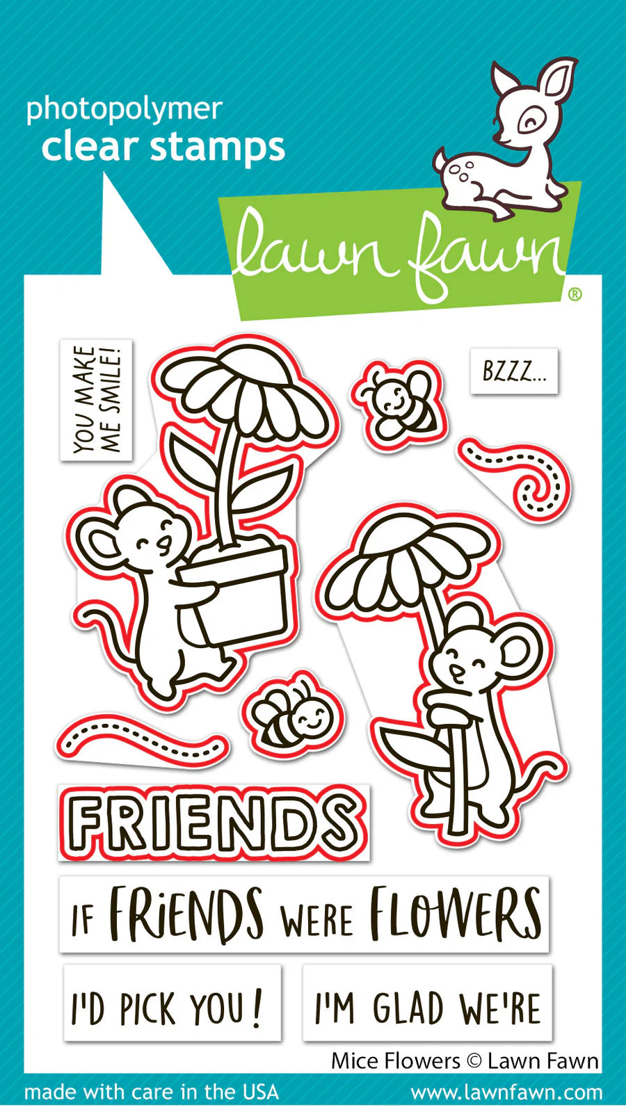 Mice Flowers - Stamp & Lawn Cut