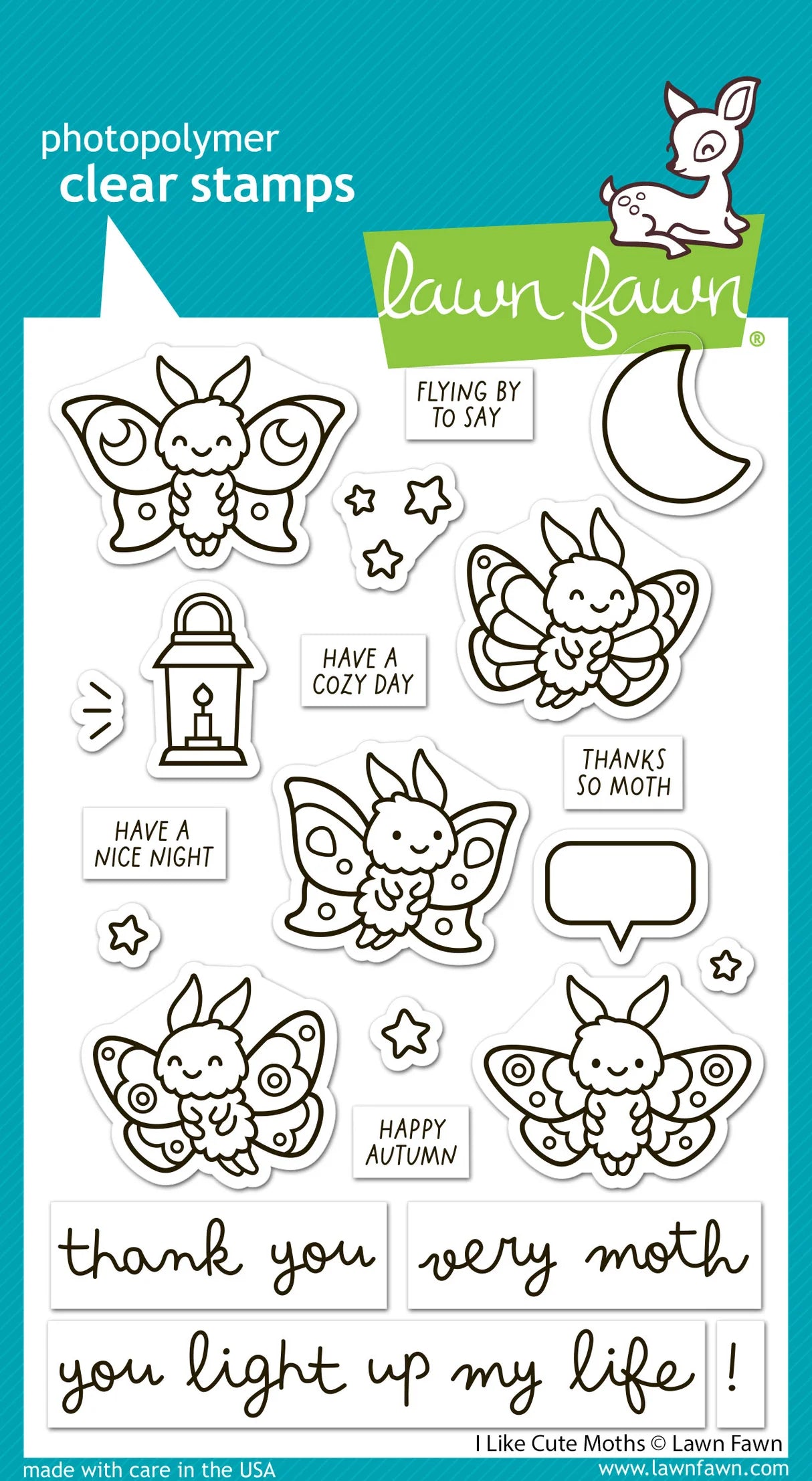 I Like Cute Moths - Stamp