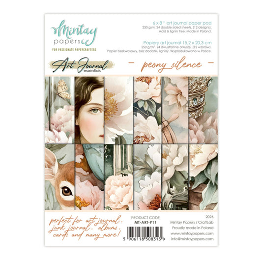 Peony Silence - 6x8 Art Journal Paper Pad