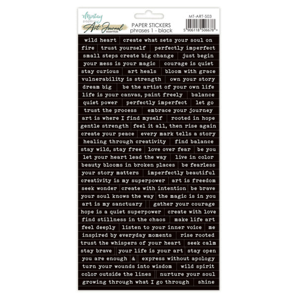 Pharses Black - 6x12 Art Journal Stickers
