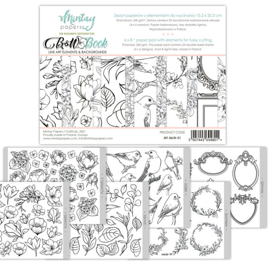 Black & White - 6x8 Elements (Fussy Cutting)