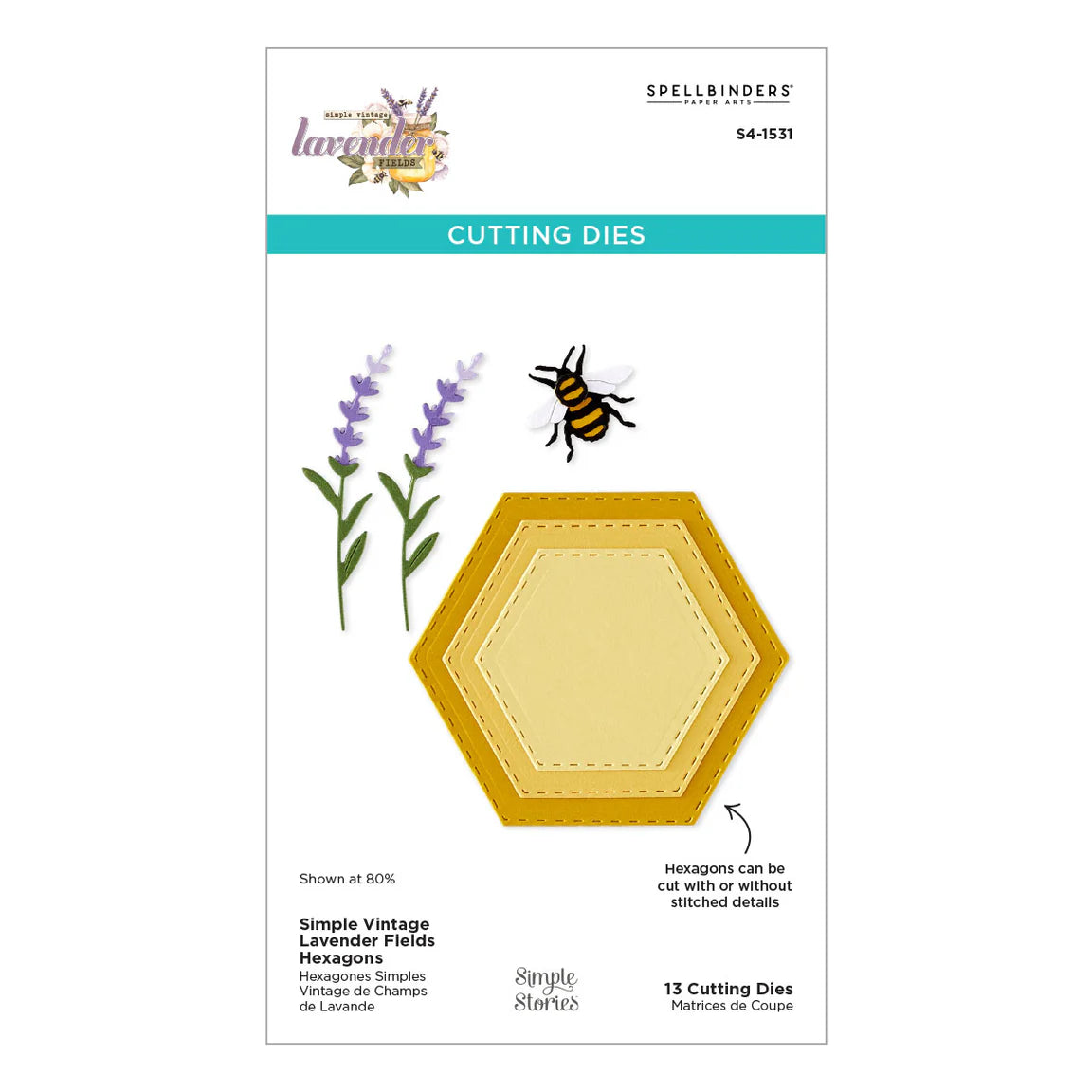 Simple Vintage Lavender Fields Hexagons - Dies