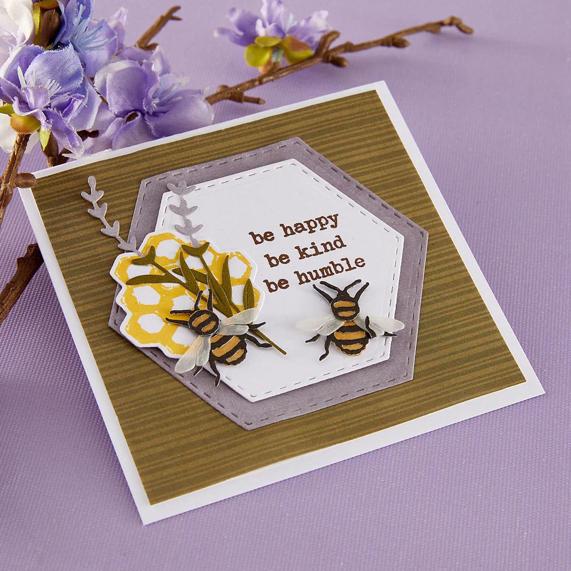 Simple Vintage Lavender Fields Hexagons - Dies