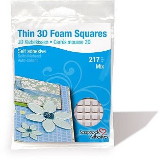 3D Foam Squares Mix - .25" x .5" x .04" - White