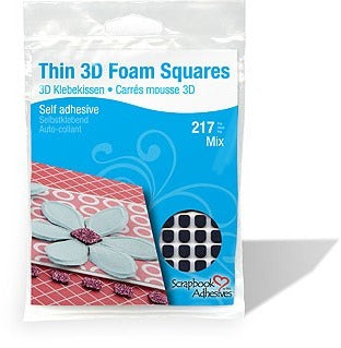 3D Foam Squares Mix - .25" x .5" X .04" - Black
