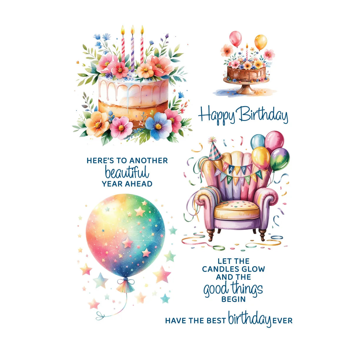 Birthday Cheers - Rub-Ons