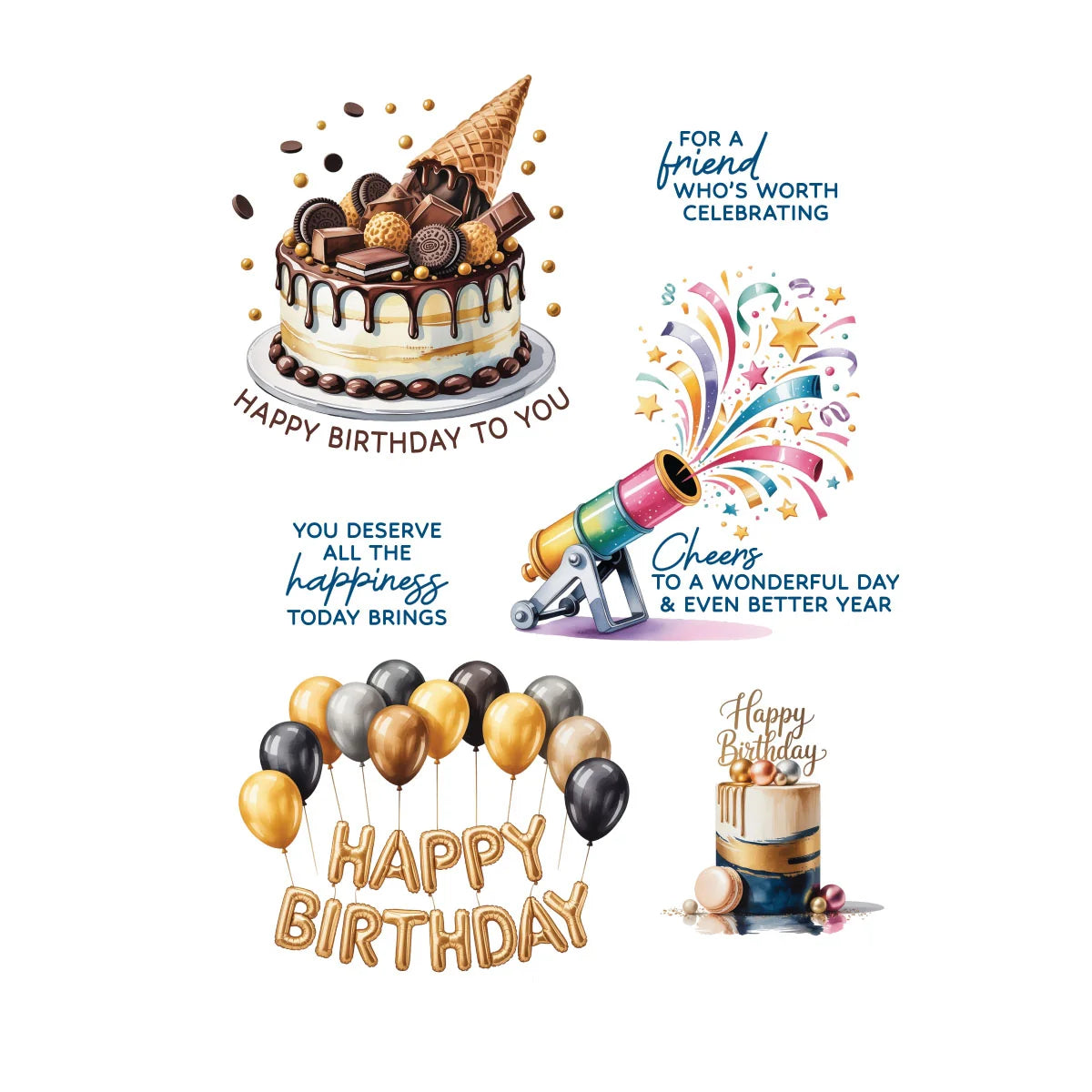 Birthday Cheers - Rub-Ons