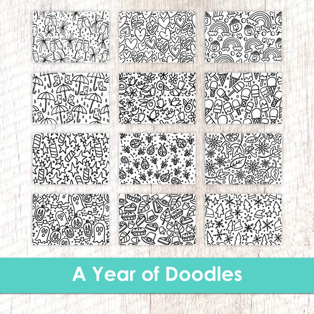 A Year Of Doodles - Clipboard Calendar Cards