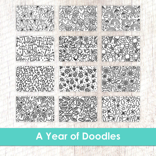 A Year Of Doodles - Clipboard Calendar Cards
