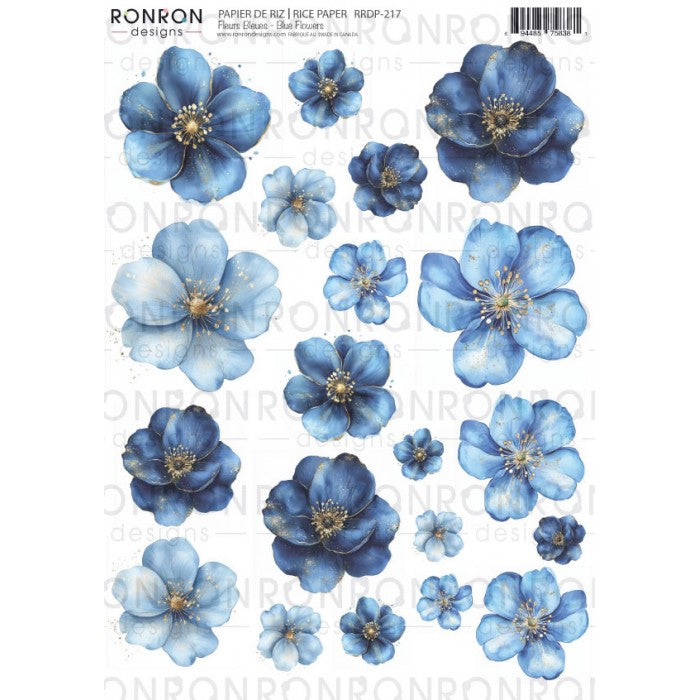 Blue Flowers - Rice Paper