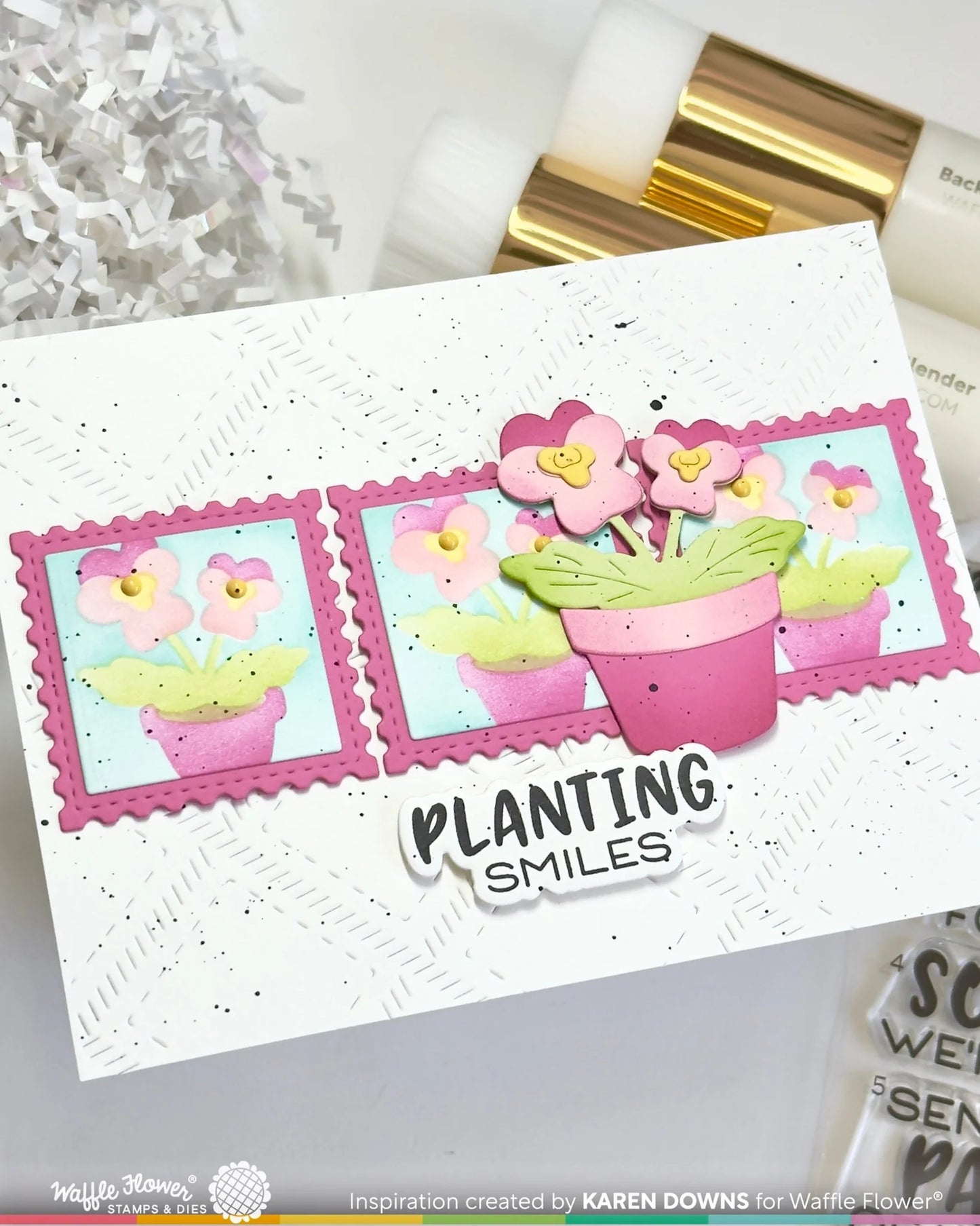 Square Postage Pansy - Stencil