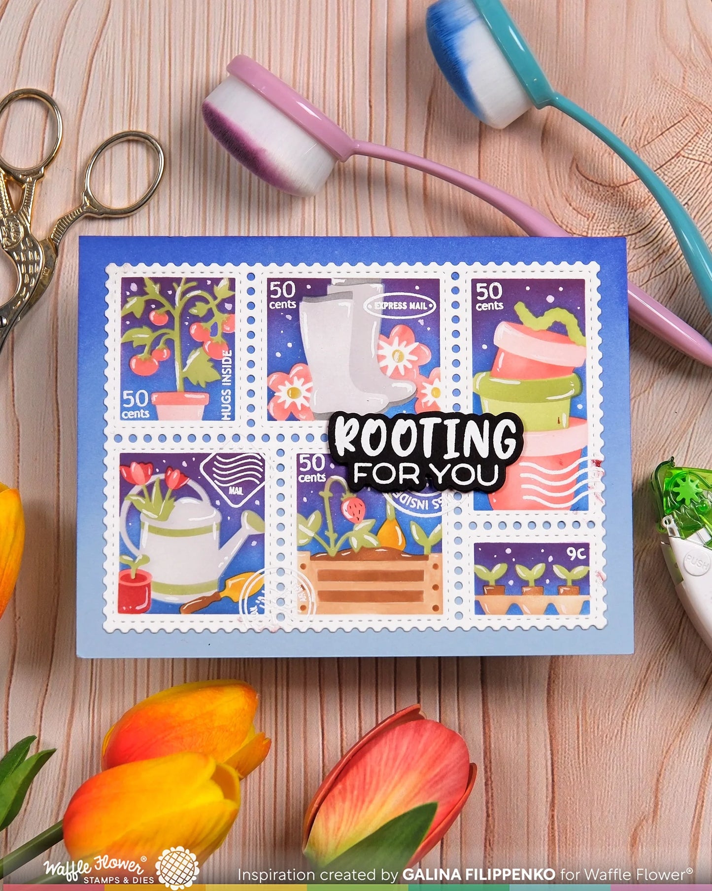 Postage Collage Gardening - Stencil