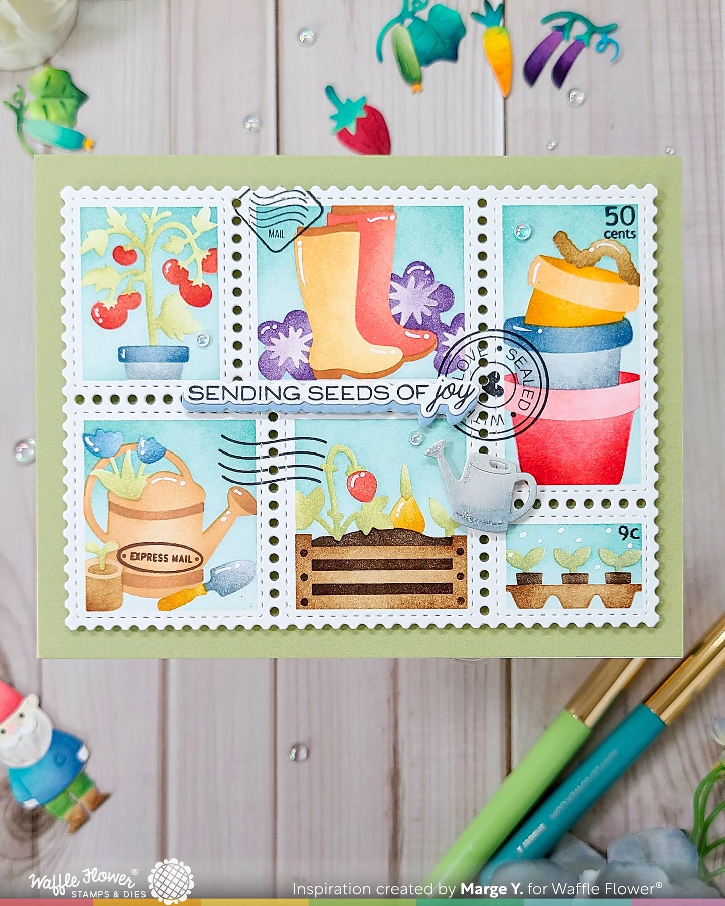 Postage Collage Gardening - Stencil