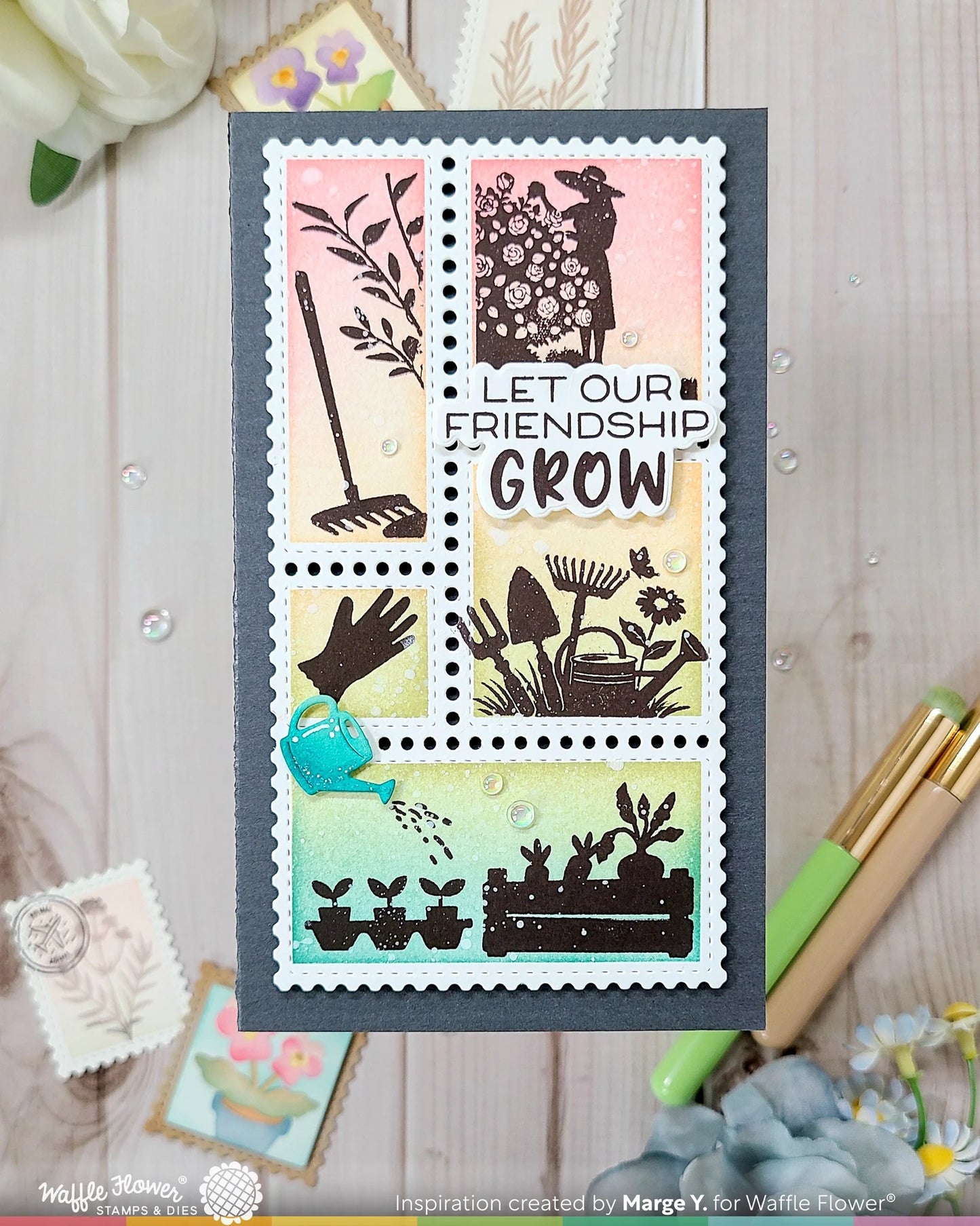 Postage Collage Garden Silhouettes - Stamp
