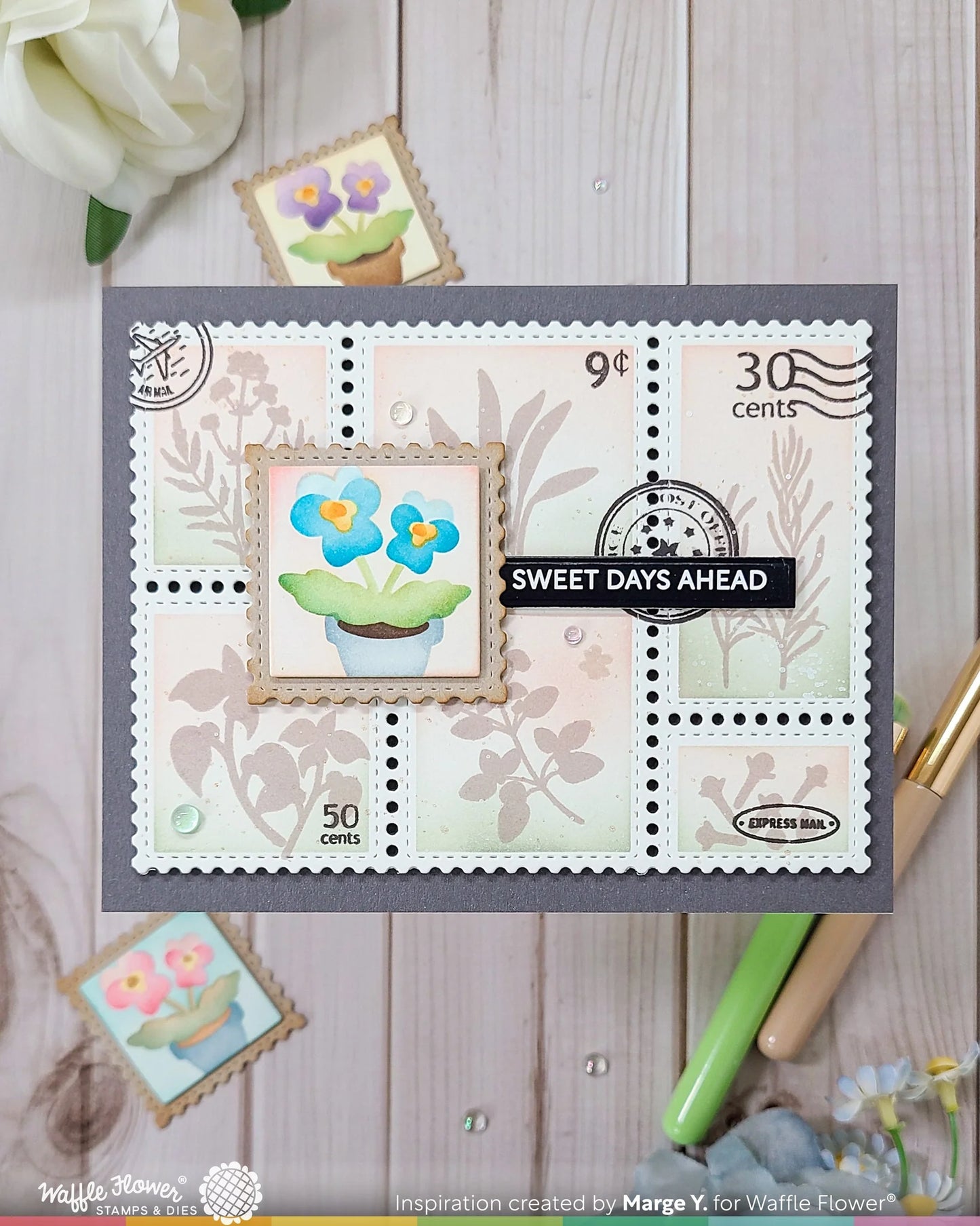 Postage Collage Herb Silhouettes - Stamp