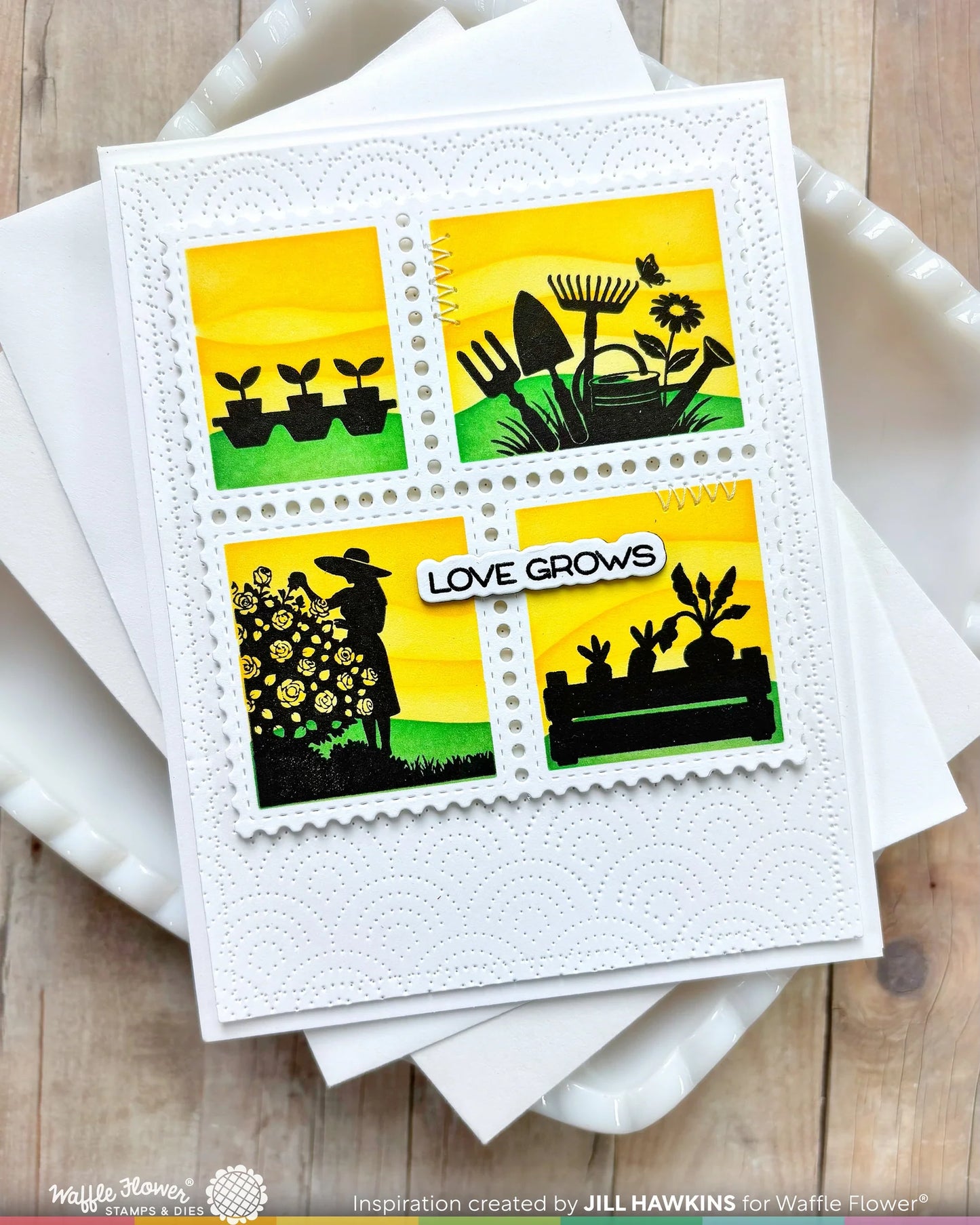 Postage Collage Garden Silhouettes - Stamp