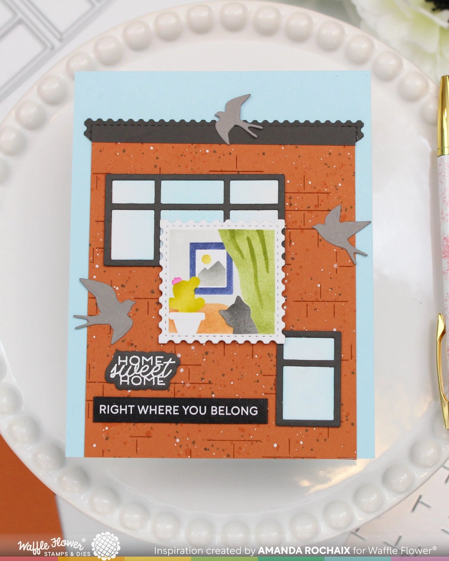 Square Postage Home - Stencil