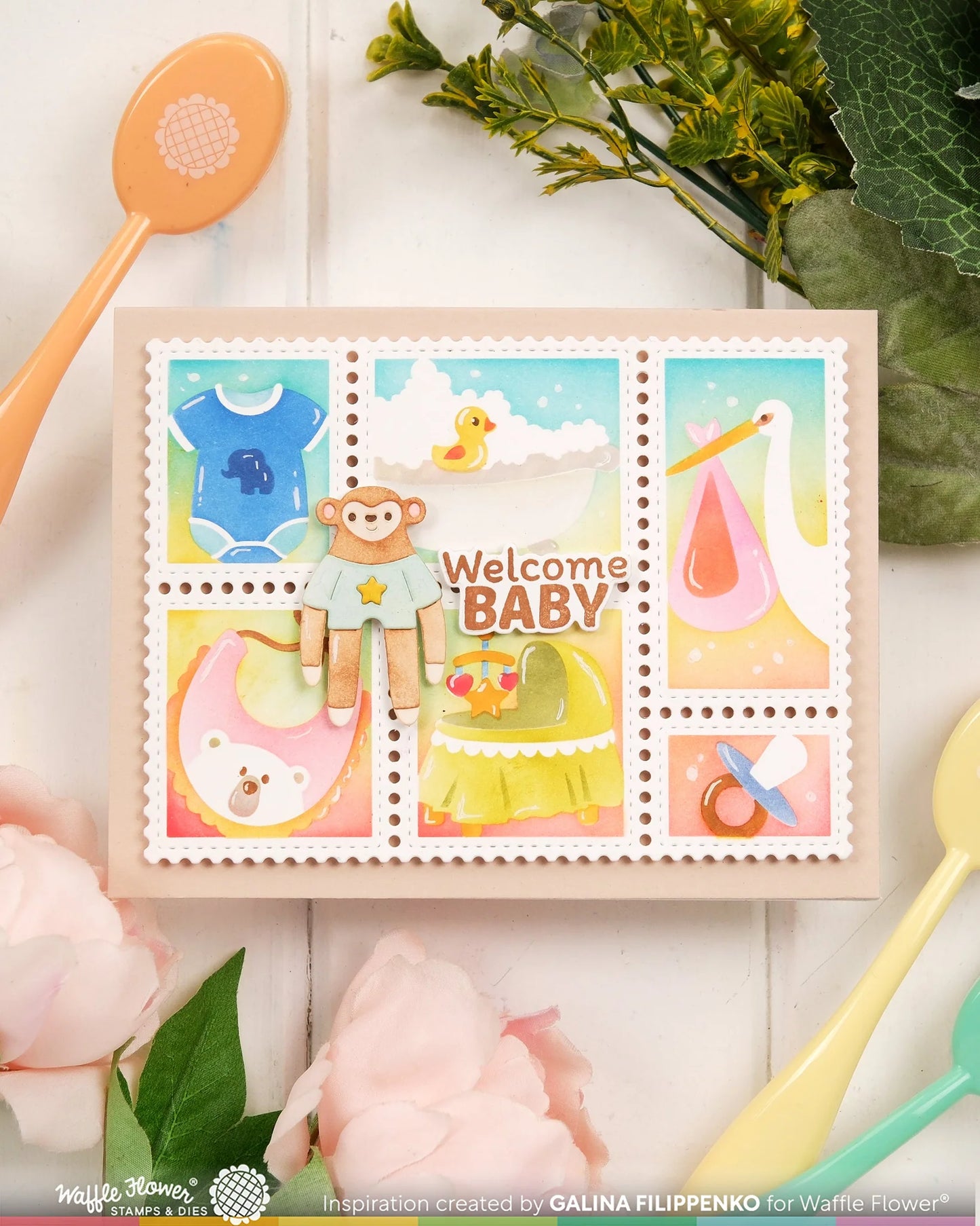 Postage Collage Baby - Stencils