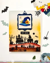 Postage Collage Haunted House Silhouette - Stamp
