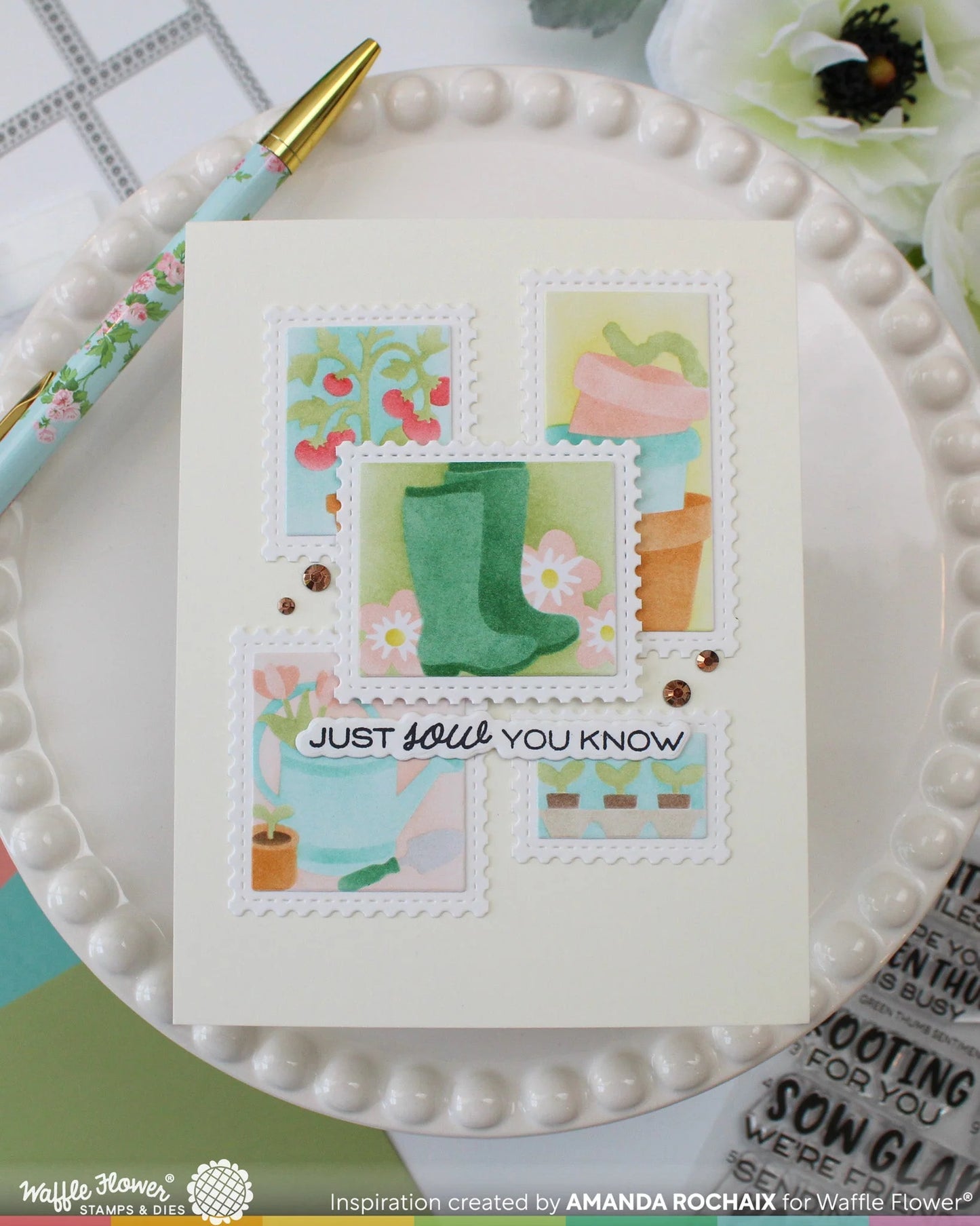 Postage Collage Gardening - Stencil