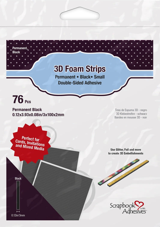 3D Foam Strips - Small .12"x 3.93" x .08" - Black
