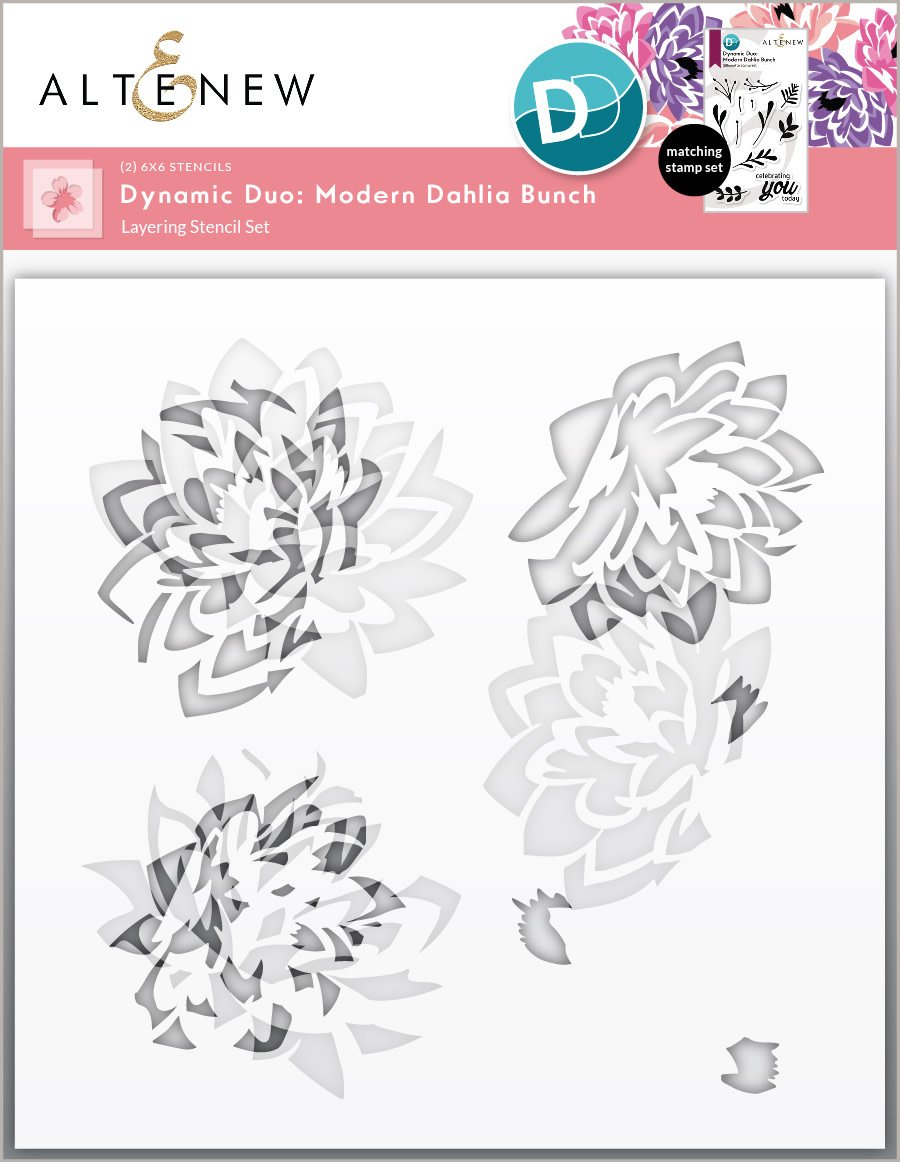 Dynamic Duo - Modern Dahlia Bunch - Stamps and Stencil