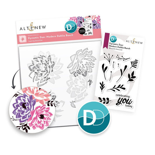 Dynamic Duo - Modern Dahlia Bunch - Stamps and Stencil