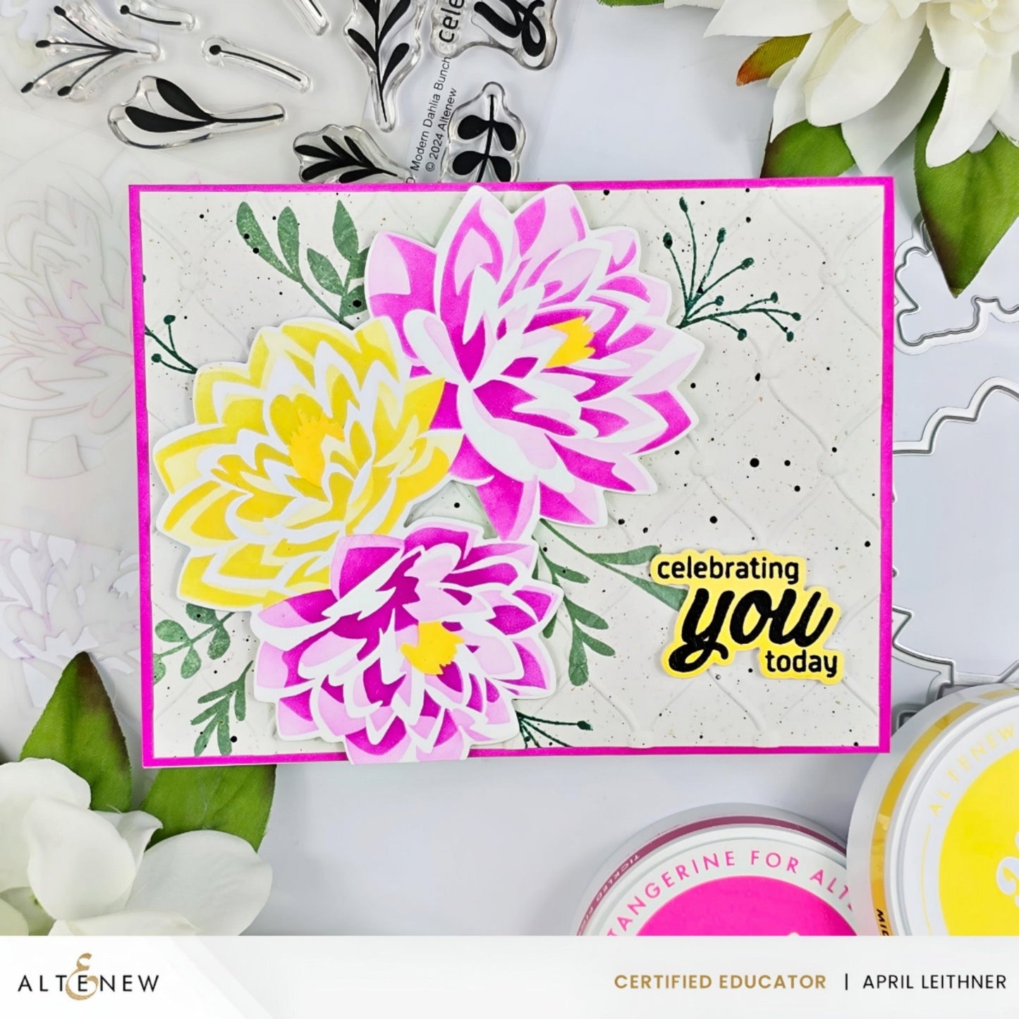 Dynamic Duo - Modern Dahlia Bunch - Stamps and Stencil