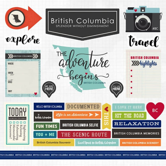 British Columbia Adventure - 12x12  Stickers