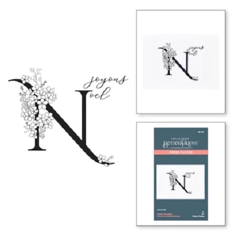 Everyday Occasion Floral Alphabet Collection - Floral N and Sentiment - Press Plates