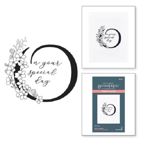 Everyday Occasion Floral Alphabet Collection - Floral O and Sentiment - Press Plates