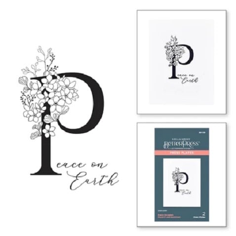 Everyday Occasion Floral Alphabet Collection - Floral P and Sentiment - Press Plates