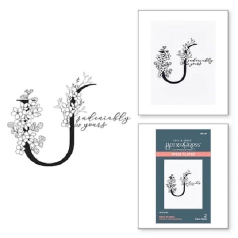 Everyday Occasion Floral Alphabet Collection - Floral U and Sentiment - Press Plates