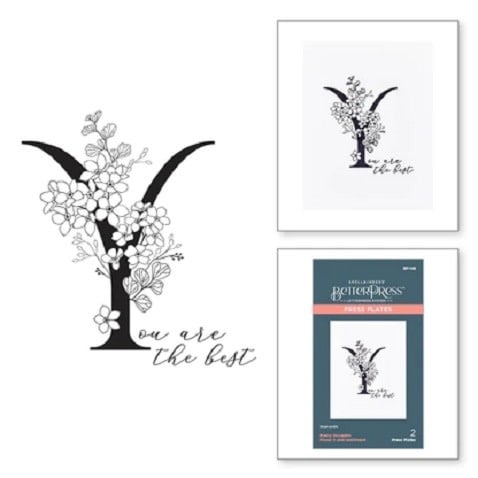 Everyday Occasion Floral Alphabet Collection - Floral Y and Sentiment - Press Plates