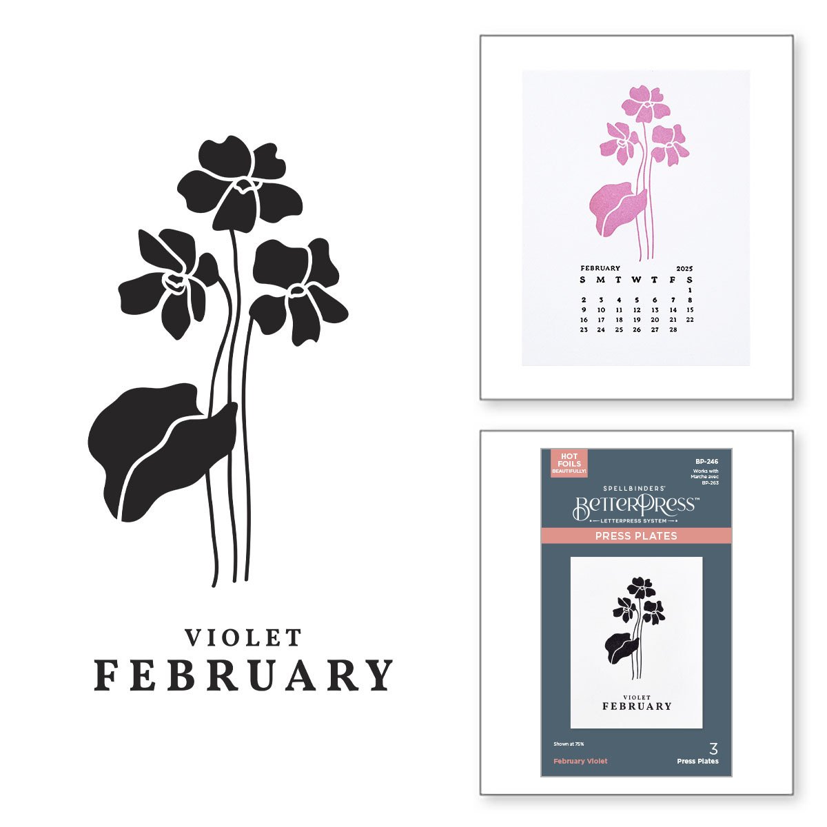 Florals Through the Year - February - Violet - Press Plates