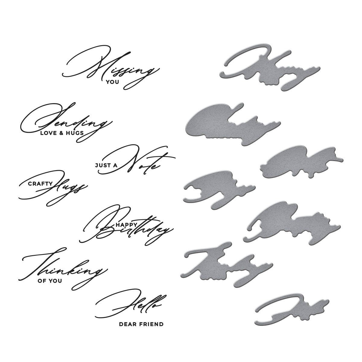 Crafty Hugs Sentiments - Press Plates and Dies