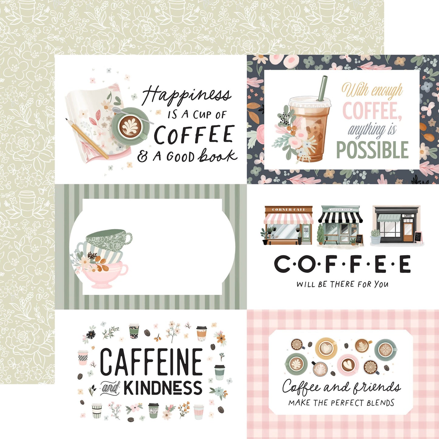 Coffee Shop - 6x4 Journaling Cards - 12x12 Pattern Paper