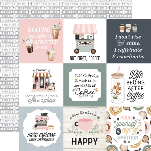 Coffee Shop - 4x4 Journaling Cards - 12x12 Pattern Paper