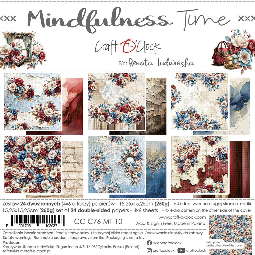 Mindfulness Time - Flowers & More ( 18 double sided paper 2x9) & 6x6 Collection