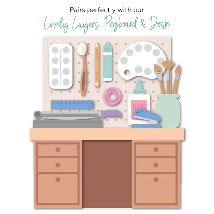 Lovely Layers - Pegboard and Desk - Honey Cuts