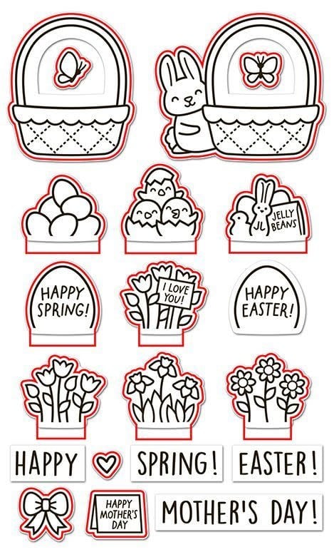 Spring Basket - Stamp & Coloring Stencils