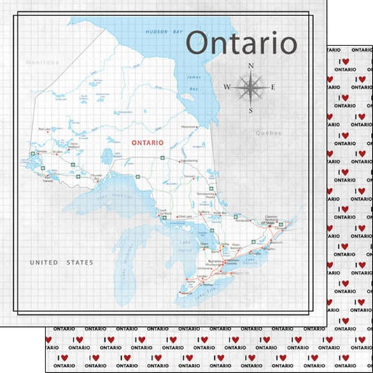 Ontario Adventure Map - 12x12 Pattern Paper
